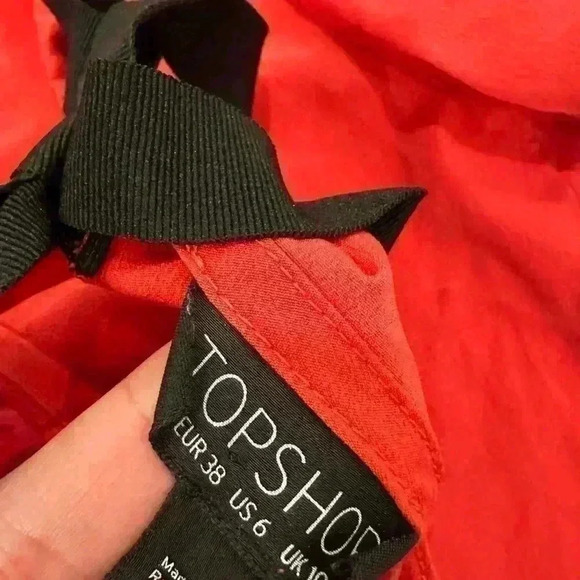 Topshop Red Ruffle Sleeve Top US 6 - Picture 6 of 6